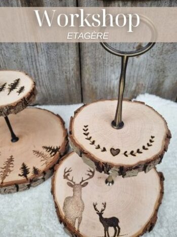 Brandmalerei Workshop Etagere aus Holzscheiben von BrandLinge
