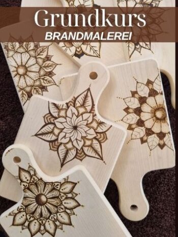 Brandmalerei Grundkurs auf Holz mit verschiedenen Übungsmotiven von BrandLinge