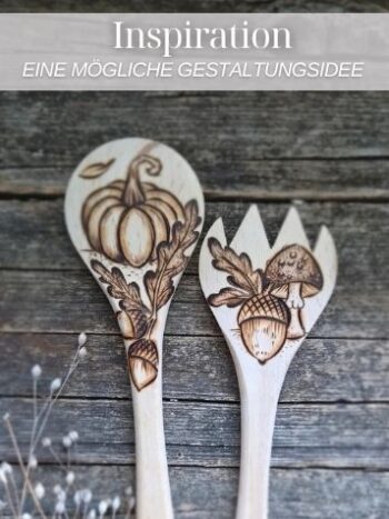 Brandmalerei-Inspiration auf Salatbesteck aus FSC®-Buchenholz