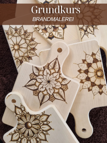 Grundkurs Brandmalerei in Kölliken – Mandala auf Ahornbrett für Anfänger.