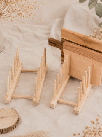 Schneidebretthalter aus Buchenholz im 2er Set mit Schneidebrettern als Küchen-Organizer